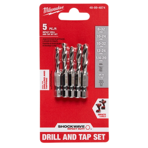 Milwaukee Ensemble de forets et tarauds à impact SHOCKWAVE™ 5 pièces 48-89-4874