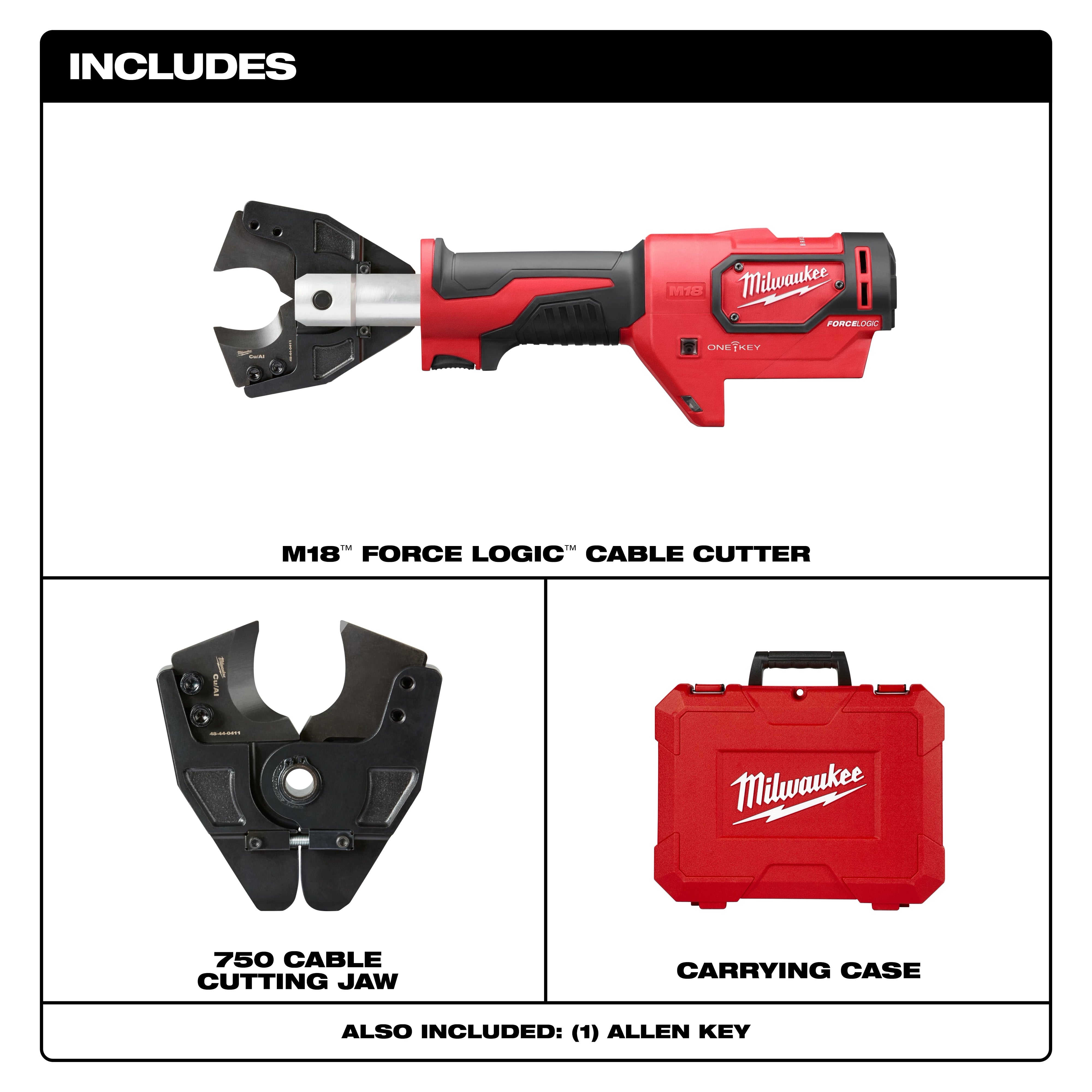 Milwaukee Coupe-câble M18™ FORCE LOGIC™ avec mors en Cu 750 MCM 2672-20