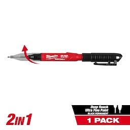 Milwaukee INKZALL™ 2IN1 Deep Reach Ultra Fine Point Black Jobsite Marker 48-22-3152