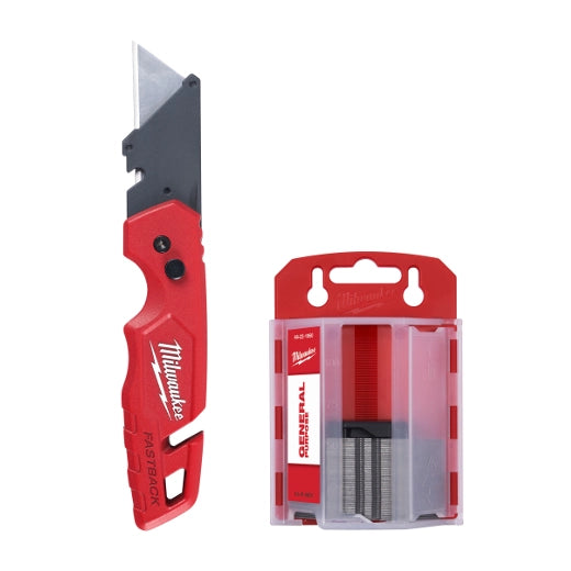 Milwaukee Couteau utilitaire pliant FASTBACK™ avec rangement de lames et 50 lames 48-22-1504