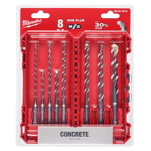 Milwaukee Kit de forets 2 coupe SDS Plus M/2™ - 8 pièces 48-20-7673