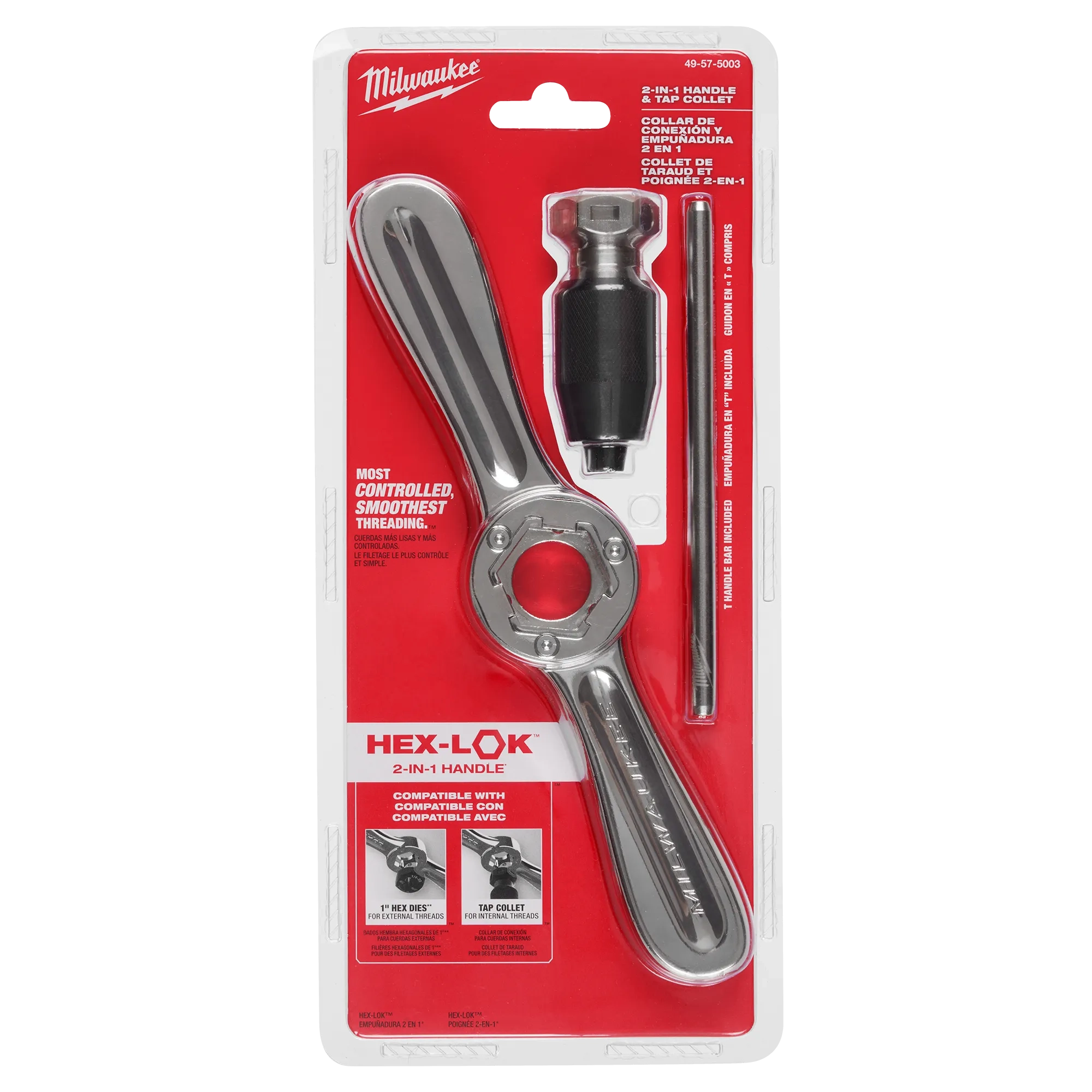 Milwaukee Poignée de filetage Hex-LOK™ 2-en-1 pour taraud et filière & collet de taraudage 49-57-5003