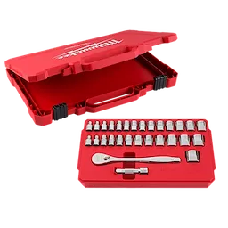Milwaukee Ensemble de cliquet et douilles 29 pièces 3/8" (métriques & SAE) avec FOUR FLAT™ SIDES 48-22-9088