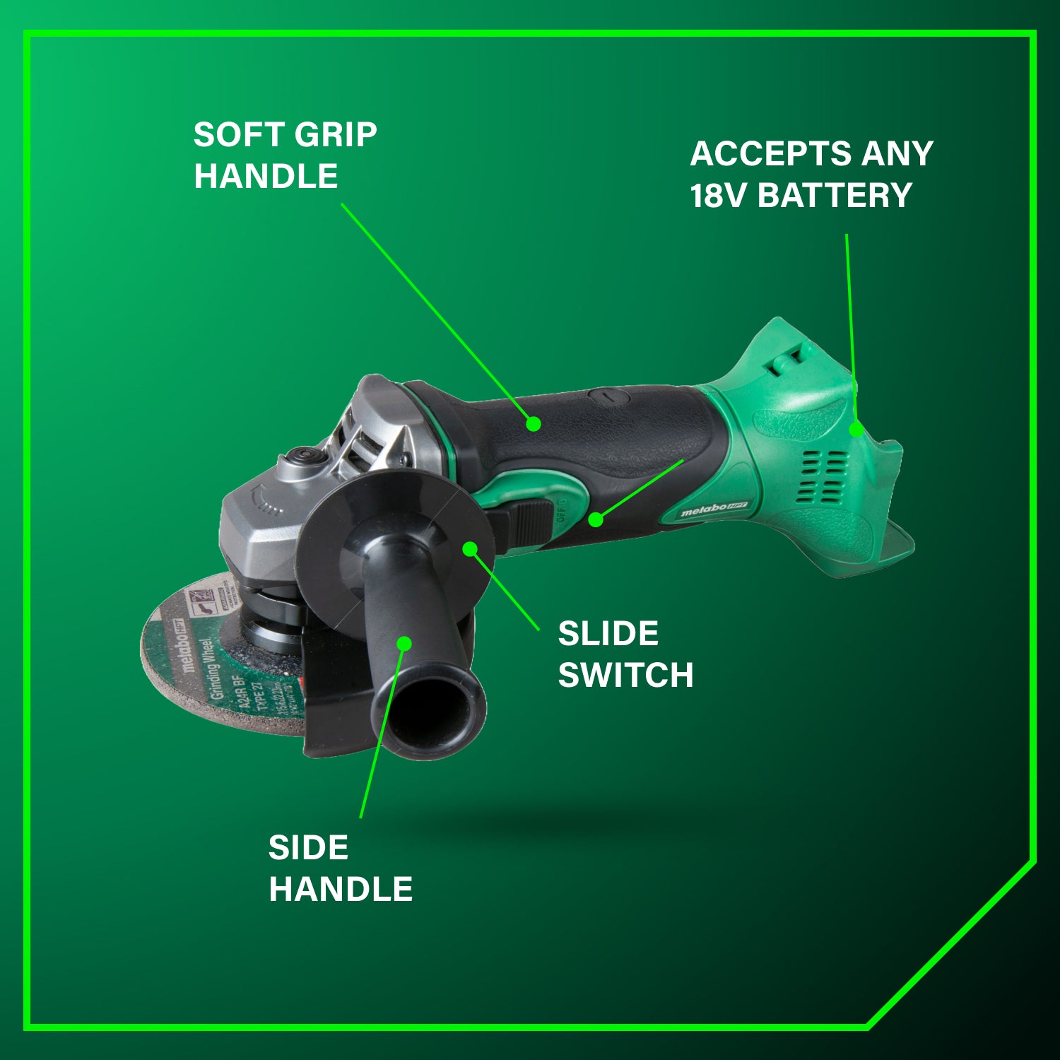 Metabo HPT Meuleuse d'angle à glissière 4‑1/2 pouce 18V | Metabo HPT G18DSL2Q4 G18DSL2Q4