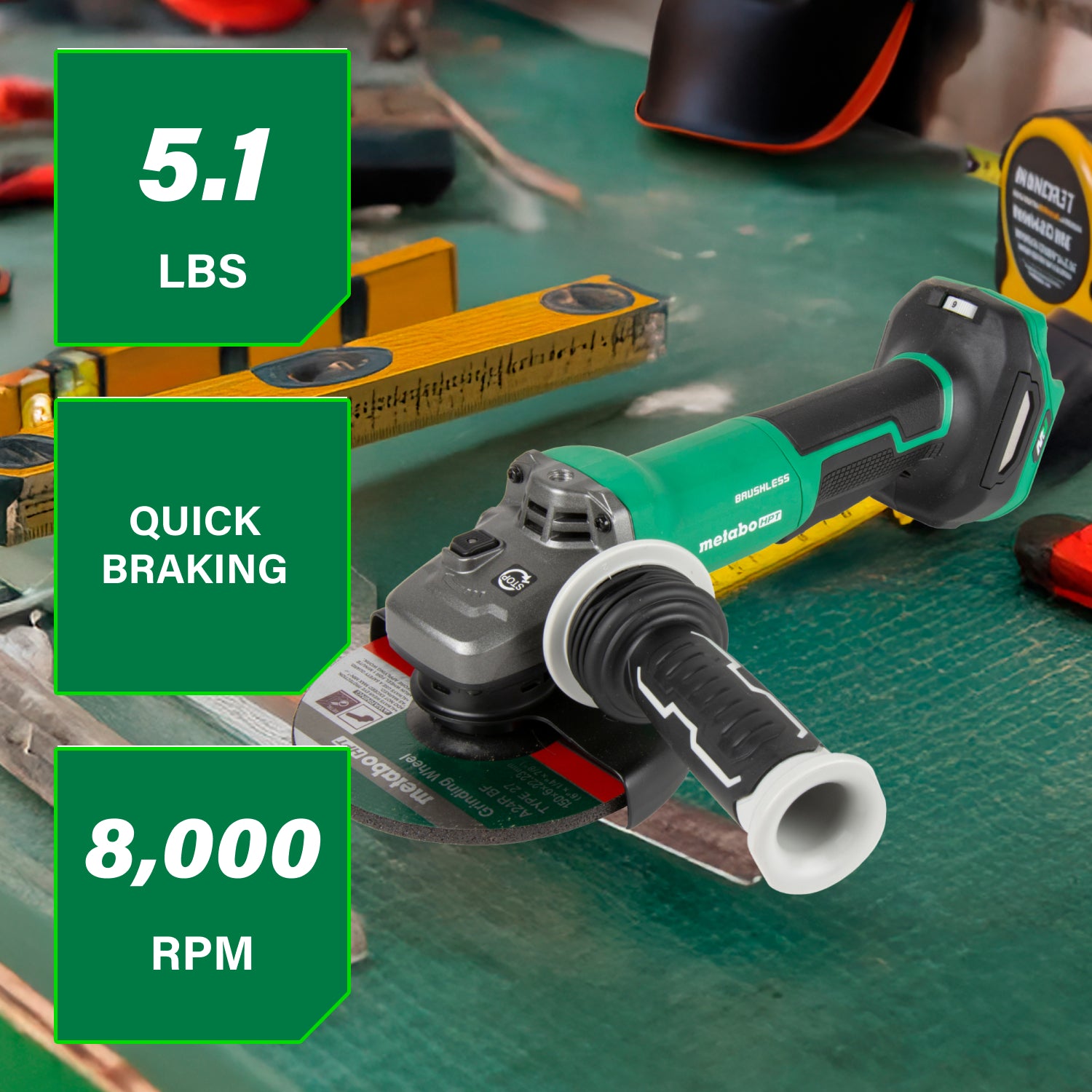 Metabo HPT Meuleuse d'angle sans fil 6" à vitesse variable avec interrupteur à palette, sans balais 36 V MultiVolt™ (corps uniquement) | Metabo HPT G3615DVFQ6 G3615DVFQ6