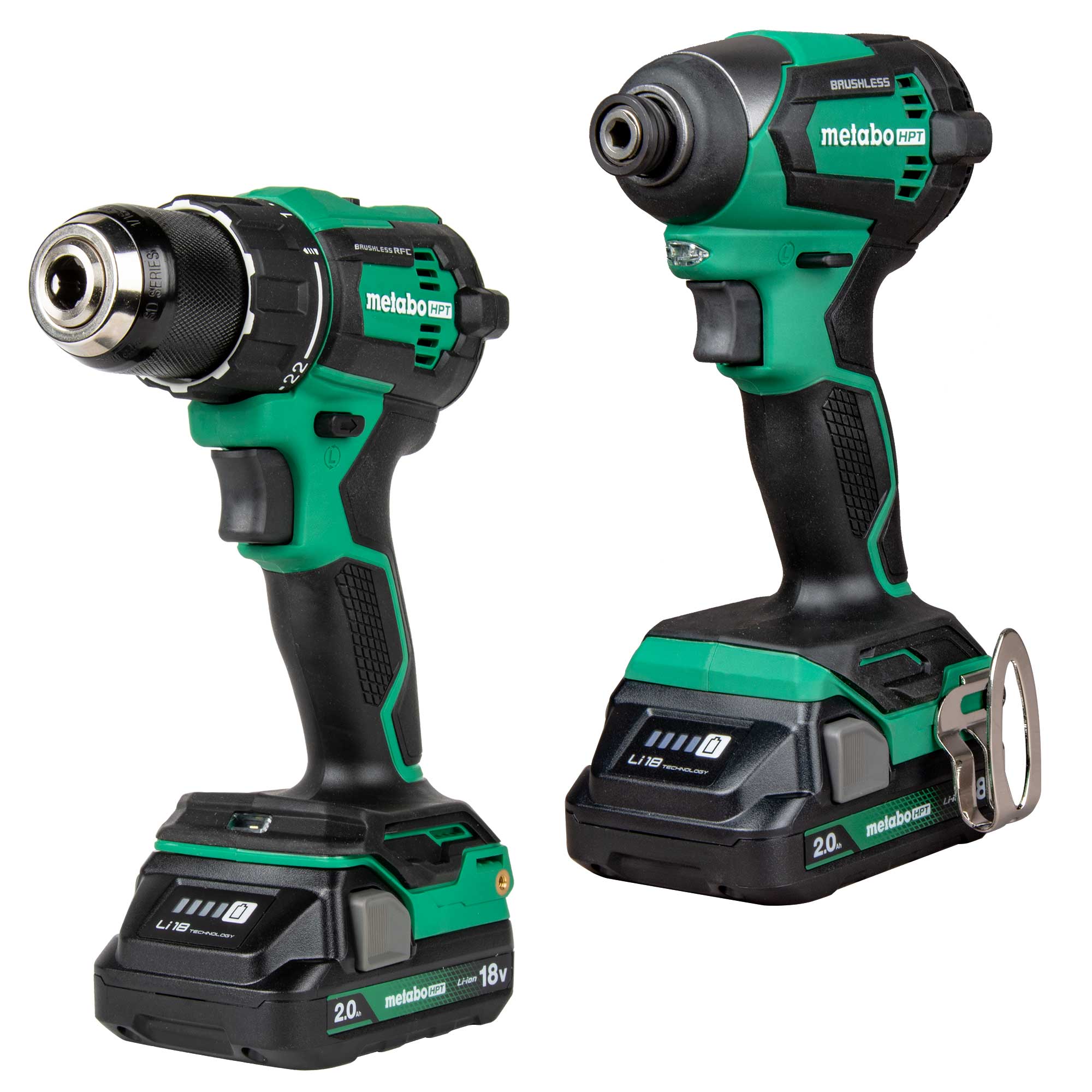Metabo HPT 18V MultiVolt™ Cordless Brushless Driver Drill & Impact Driver Combo Kit (2.0Ah x 2)