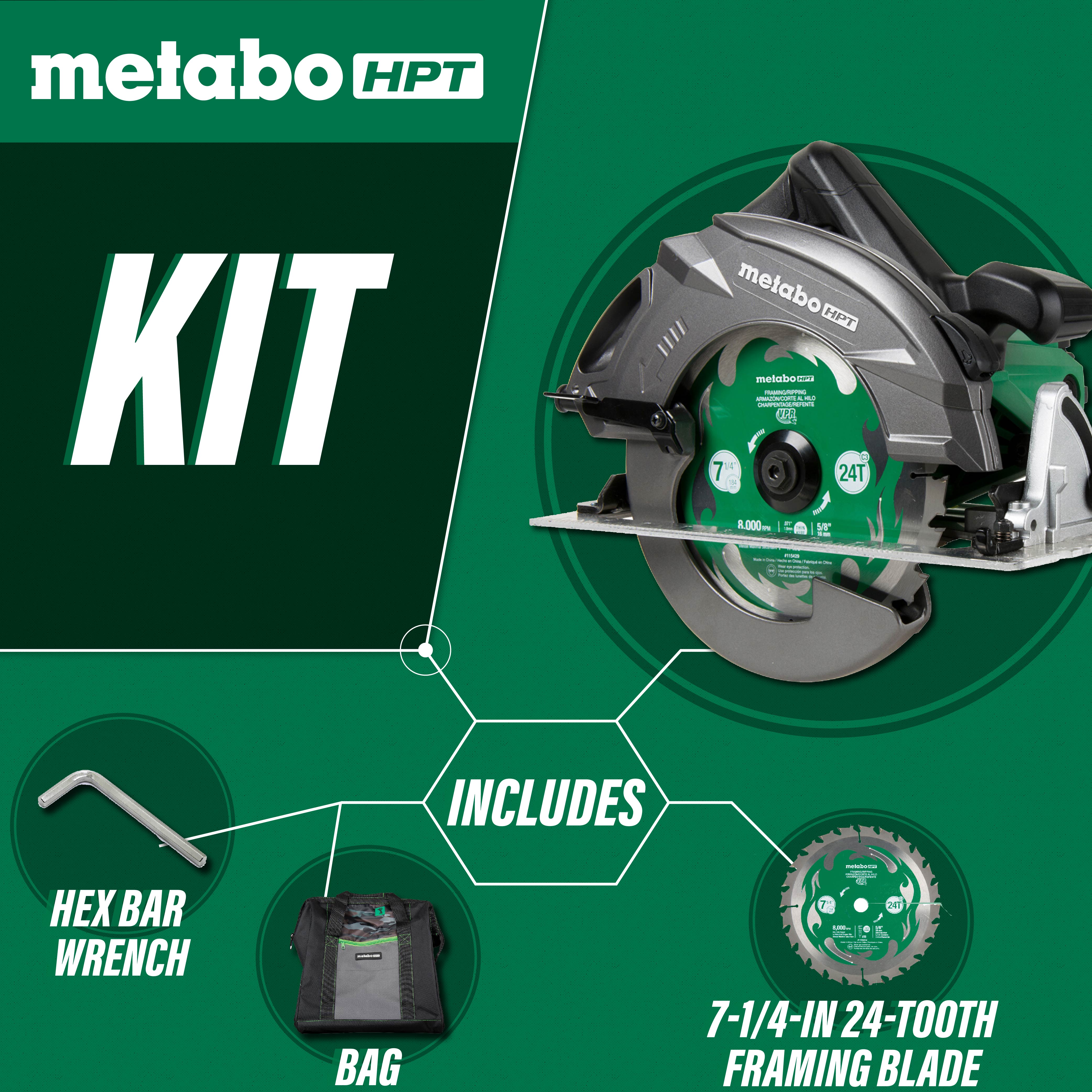 Metabo HPT Scie circulaire pro 7-1/4 pouces "RIPMAX" | Metabo HPT C7UR C7UR