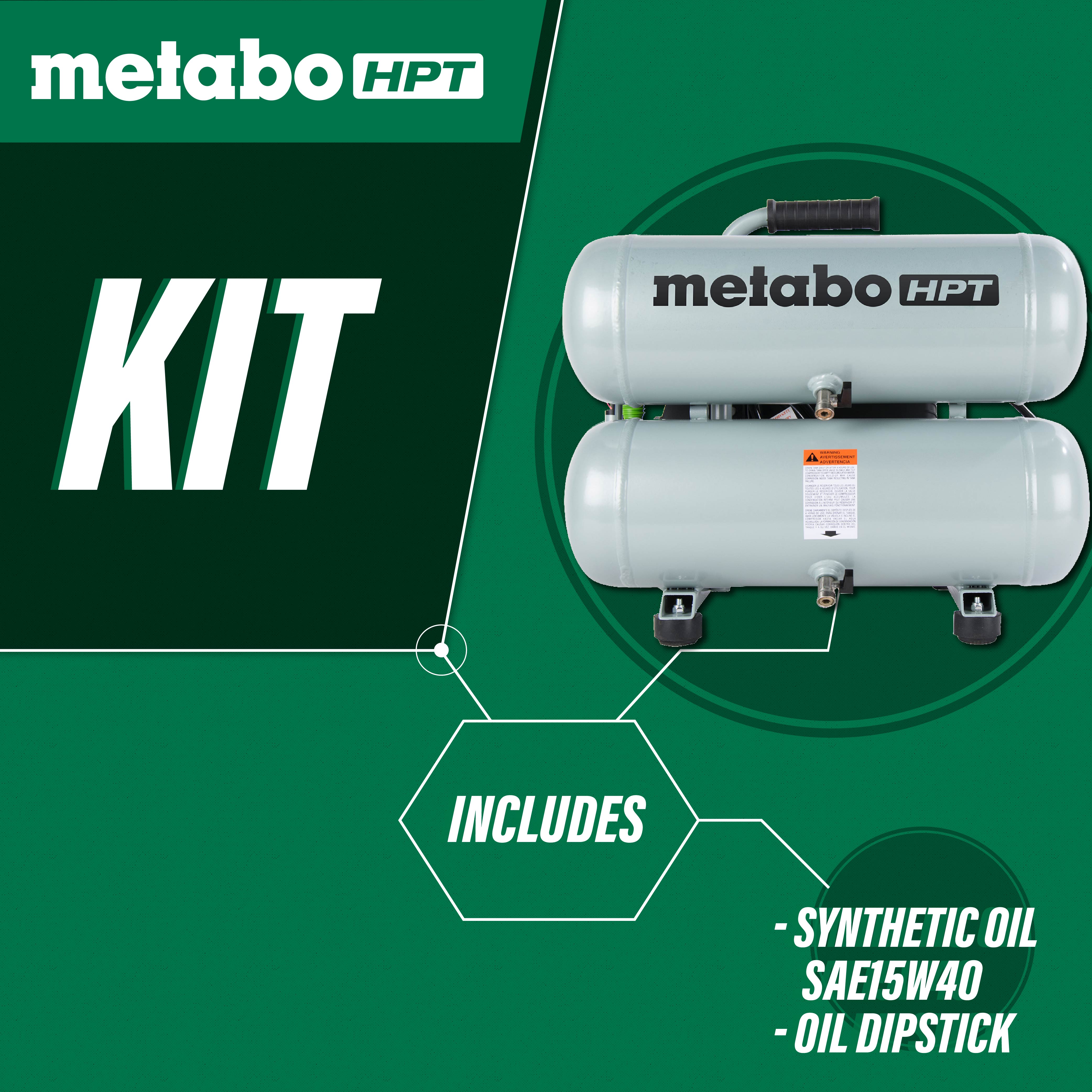 Metabo HPT 4 Gallon Portable Electric Twin Stack Air Compressor EC99S