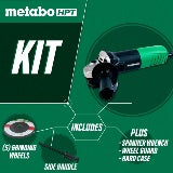 Metabo Meuleuse angulaire à glissière 4-1/2 pouce 6,2 A avec kit de 5 disques abrasifs | Metabo HPT G12SR4 G12SR4
