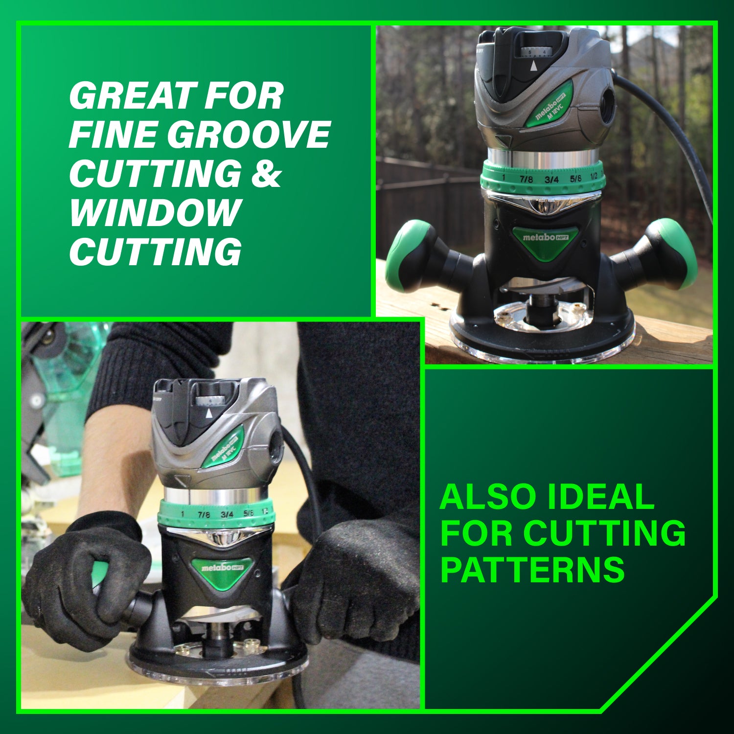 Metabo HPT Défonceuse à base fixe à vitesse variable 2‑1/4 HP de pointe | Metabo HPT M12VC M12VC