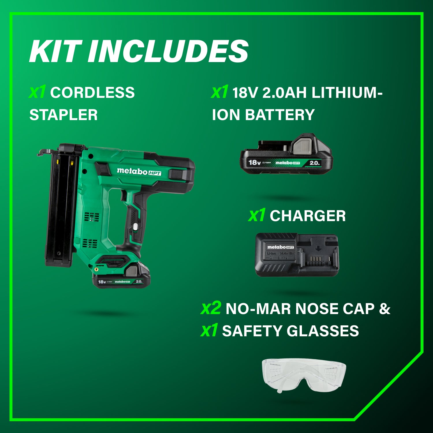 Metabo HPT Agrafeuse à couronne étroite 18‑Ga 1‑1/2" 18V MultiVolt™ (1x2,0 Ah) | Metabo HPT N1804DB N1804DB