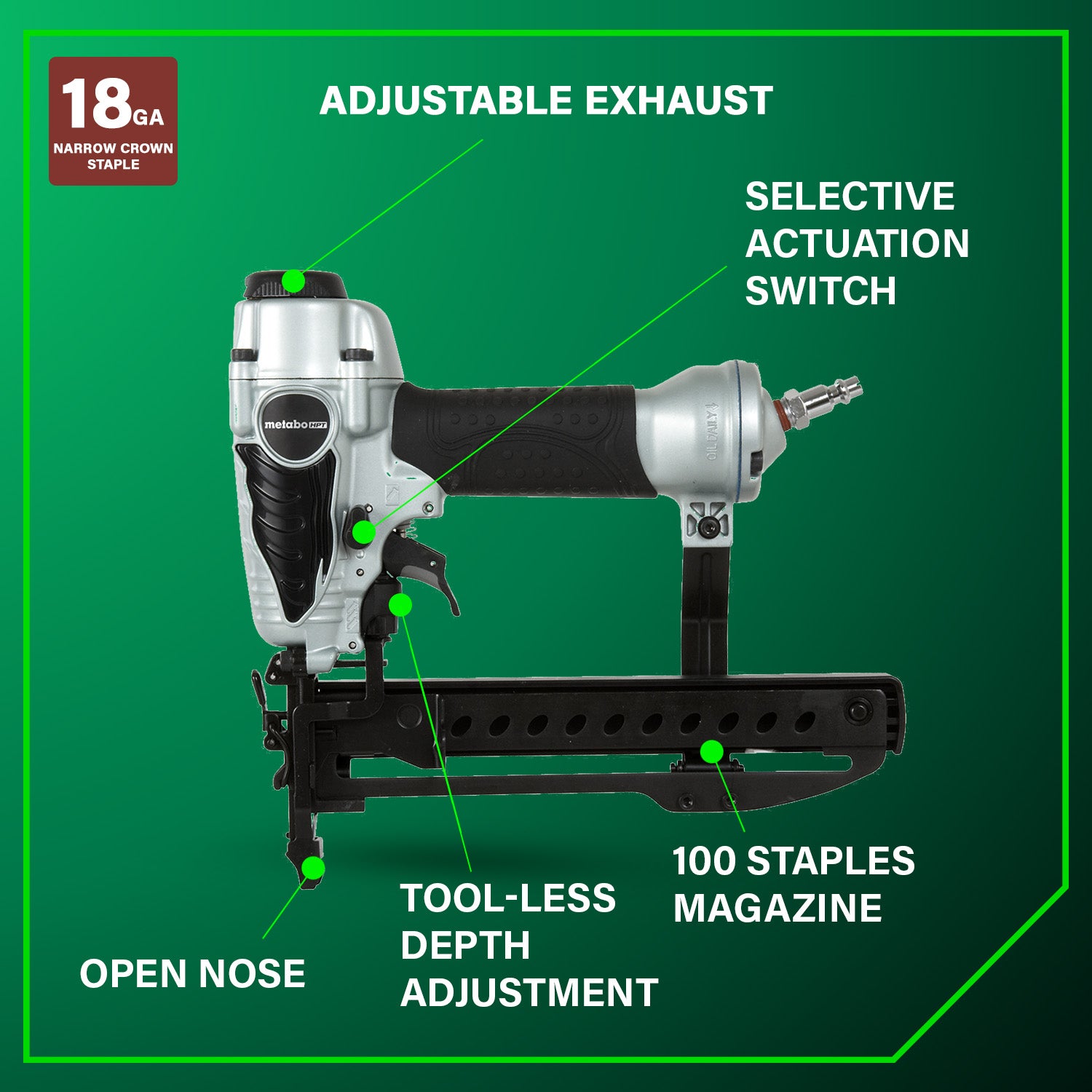 Metabo Agrafeuse à couronne étroite 1/4 " 18 gauge | Metabo HPT N3804AB3 N3804AB3