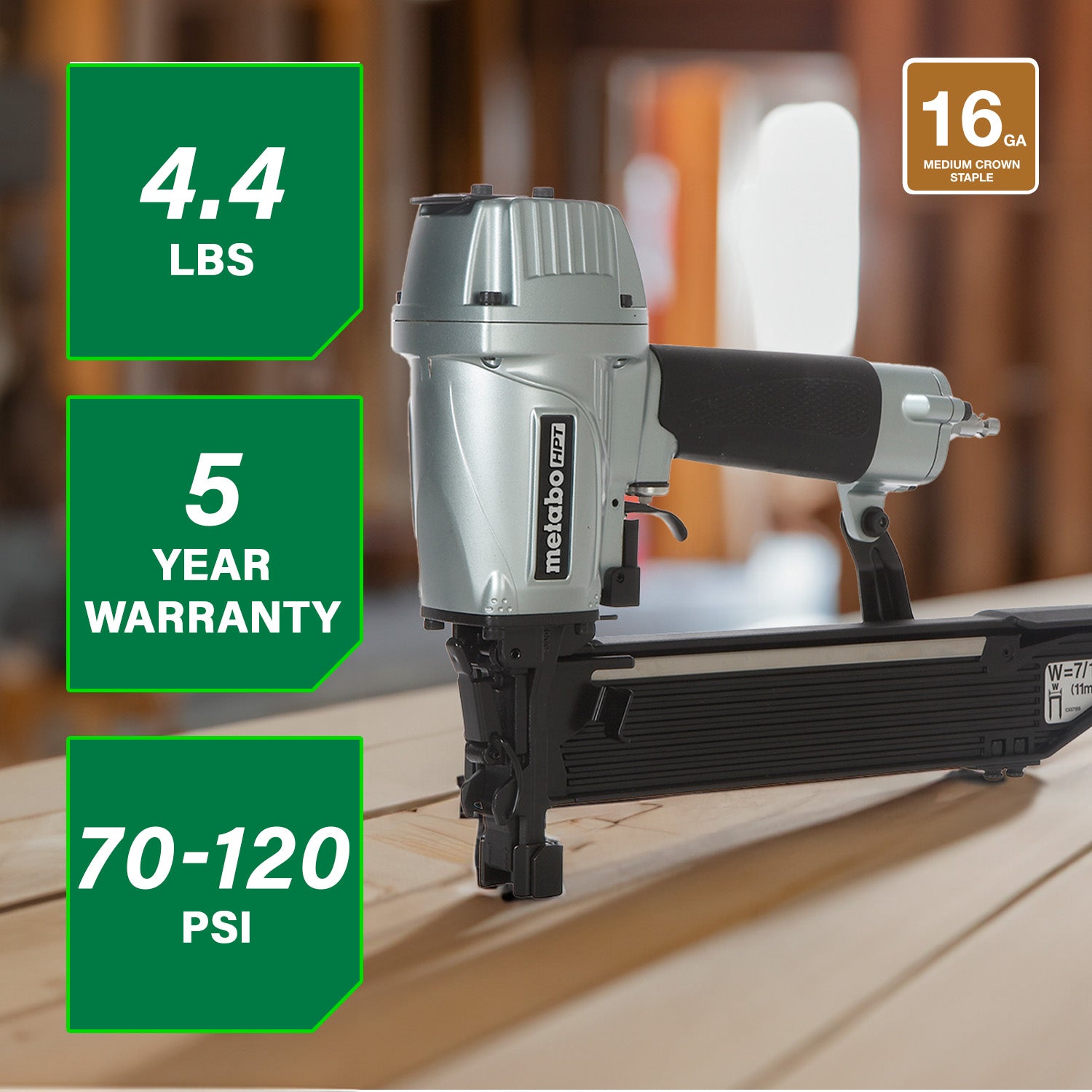 Metabo HPT 16 Gauge 7/16 Inch Standard Crown Stapler N5008AC2
