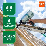 Metabo HPT Cloueuse à charpente à bande papier 30° 3‑1/4 po | Metabo HPT NR83AA5 NR83AA5