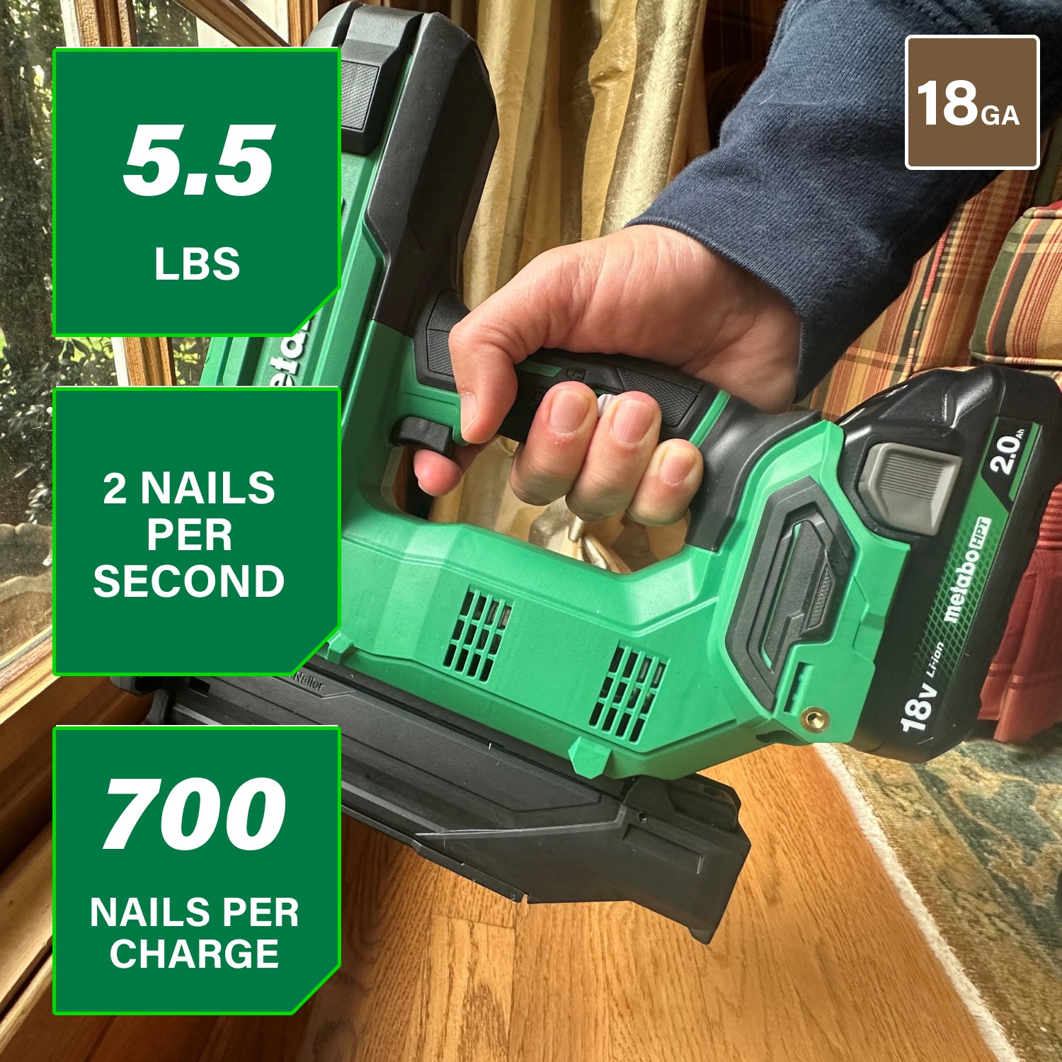 Metabo HPT Cloueuse à agrafes compacte 18‑gauge 18 V MultiVolt™ (1 × 2,0 Ah) | Metabo HPT NT1850DG NT1850DG