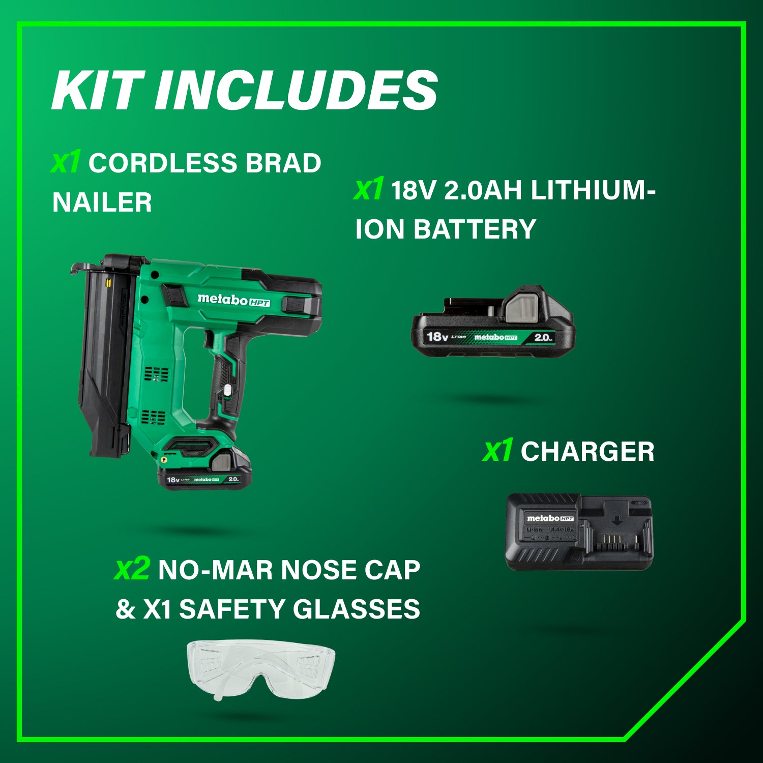 Metabo HPT Cloueuse à agrafes compacte 18‑gauge 18 V MultiVolt™ (1 × 2,0 Ah) | Metabo HPT NT1850DG NT1850DG