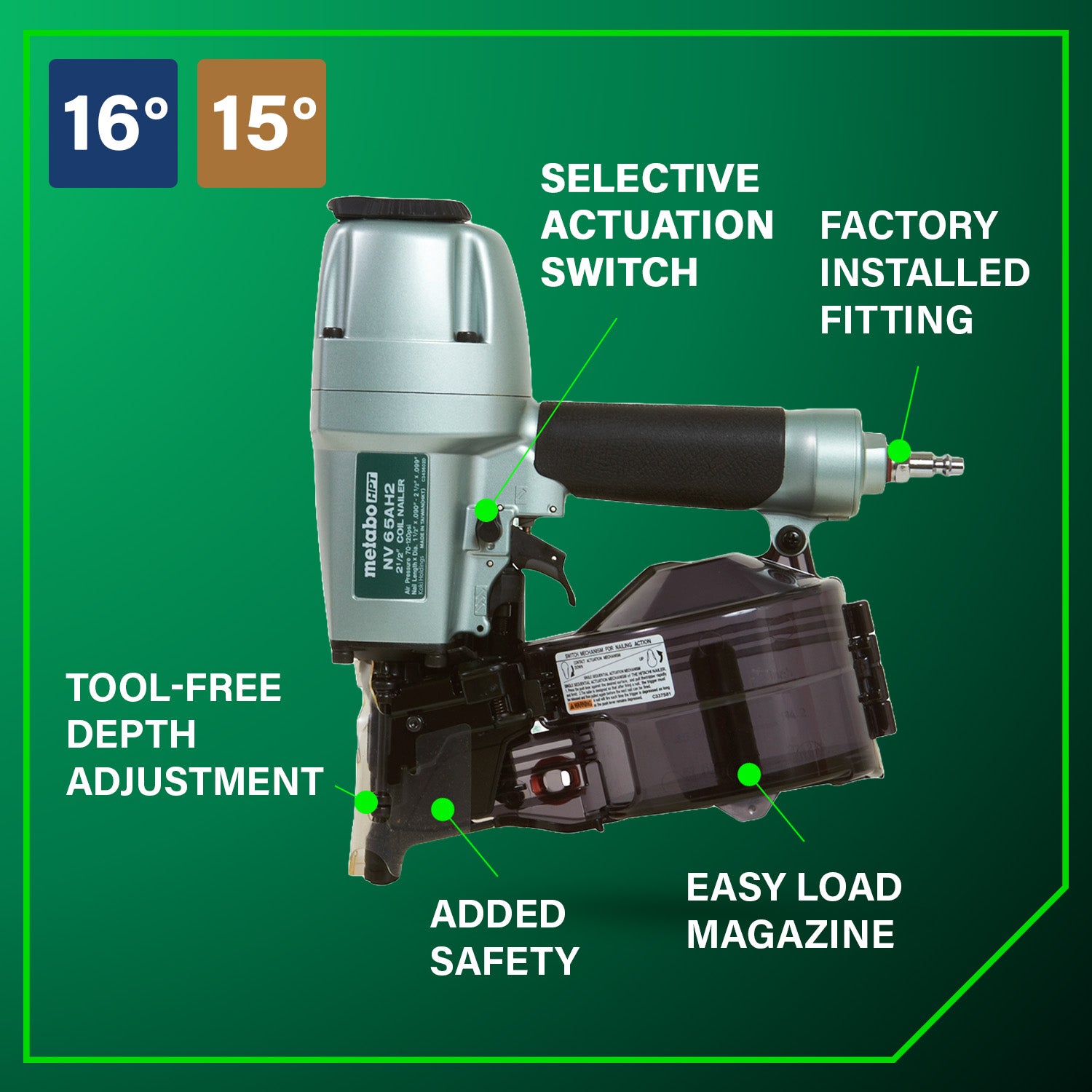 Metabo HPT 2-1/2 Inch Coil Siding Nailer NV65AH2