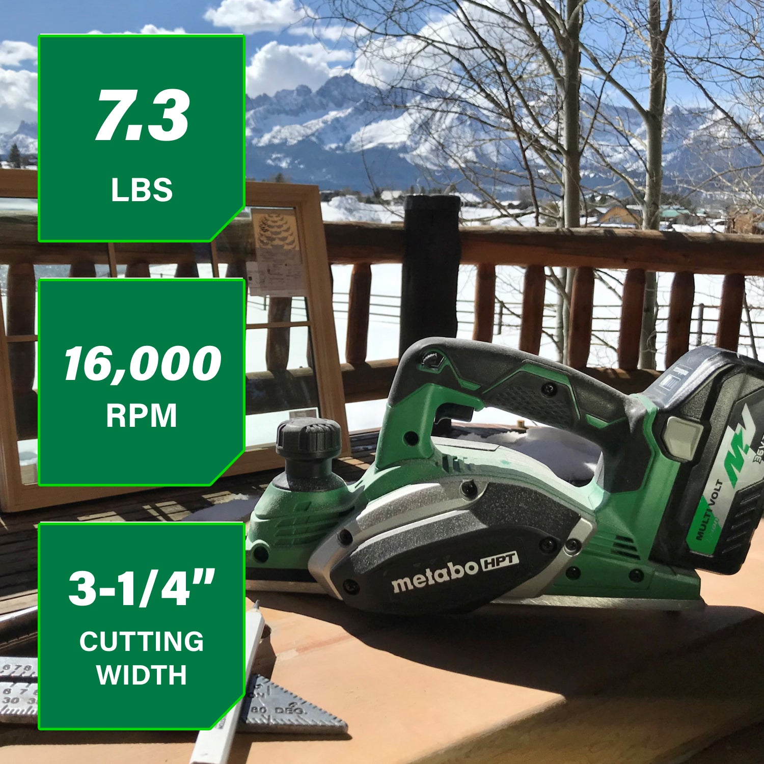Metabo HPT Raboteuse sans fil 18 V 3‑1/4 pouce (corps d'outil uniquement) | Metabo HPT P18DSLQ4 P18DSLQ4