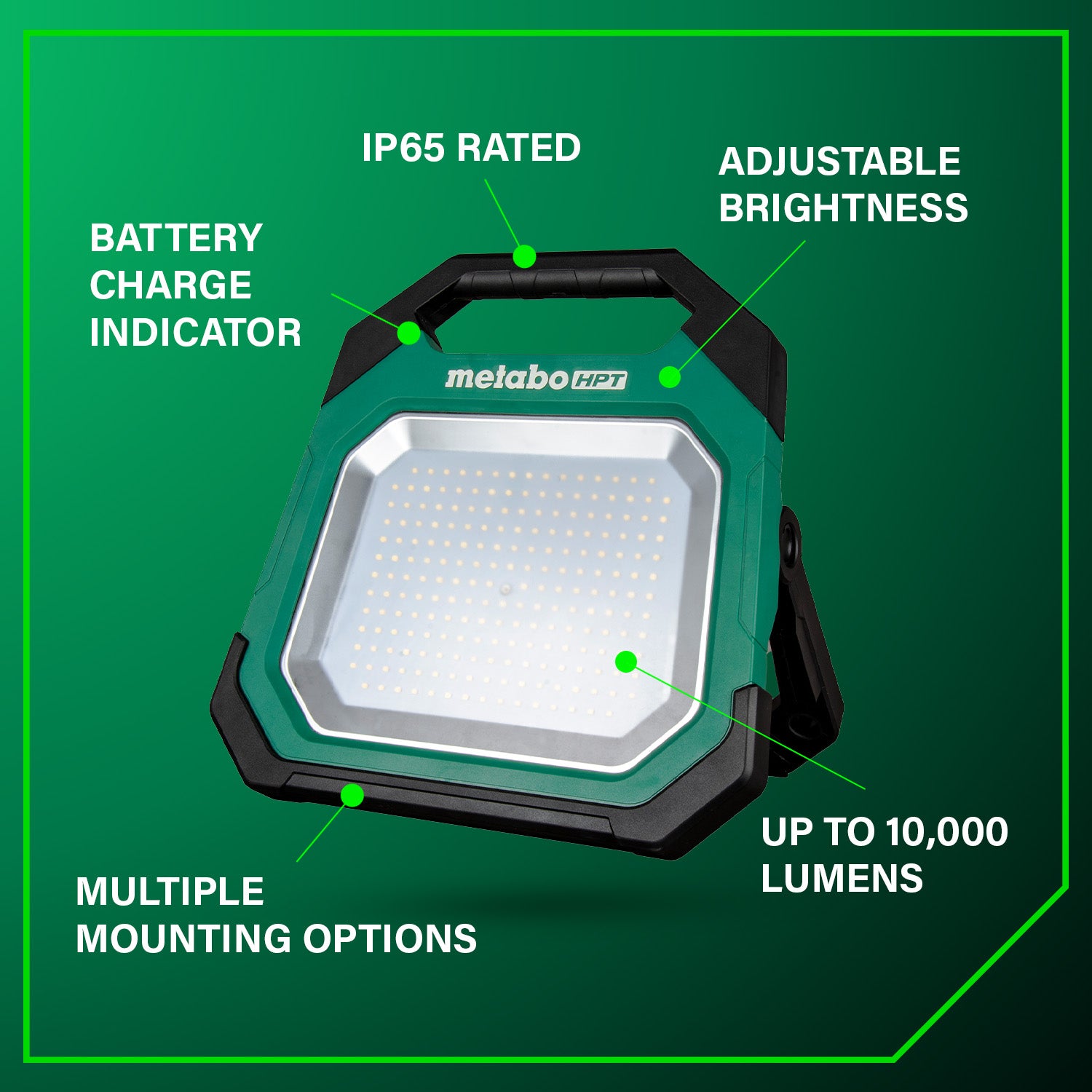 Metabo HPT Lampe de travail LED 10 000 lumens sans fil 18 V MultiVolt (corps d'outil uniquement) | Metabo HPT UB18DDQ4 UB18DDQ4