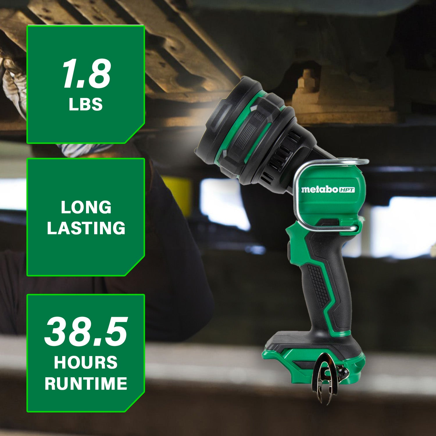 Metabo HPT Projecteur portable à main LED 1 050 lumens 18 V MultiVolt™ sans fil (corps d'outil uniquement) | Metabo HPT UB18DHQ4 UB18DHQ4