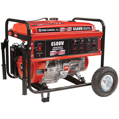 Génératrice à essence King Canada 6 500 W avec démarrage électrique et ensemble de roues – KCG-6502GE