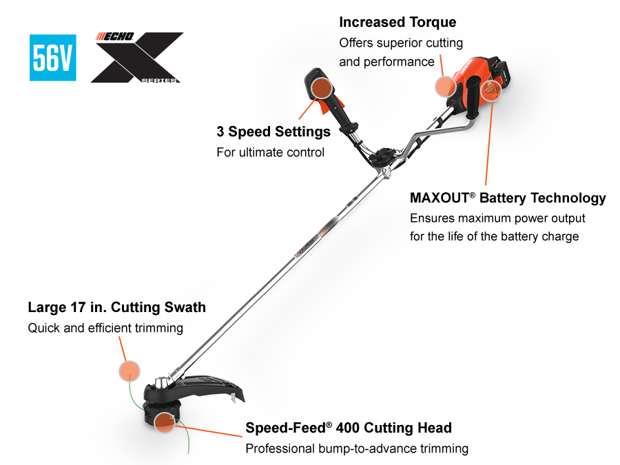 Echo 56V X Series 17 in. U-Handle Brushcutter - Bare Tool DSRM-2600UBT