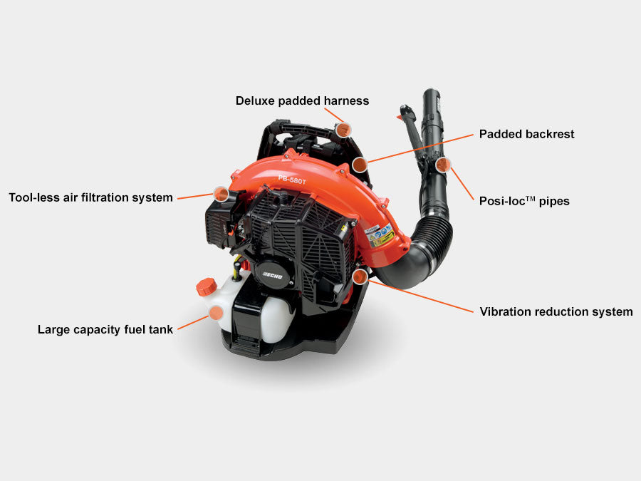 Echo 58.2 cc 510 CFM Backpack Blower with Tube-Mounted Throttle PB-580T