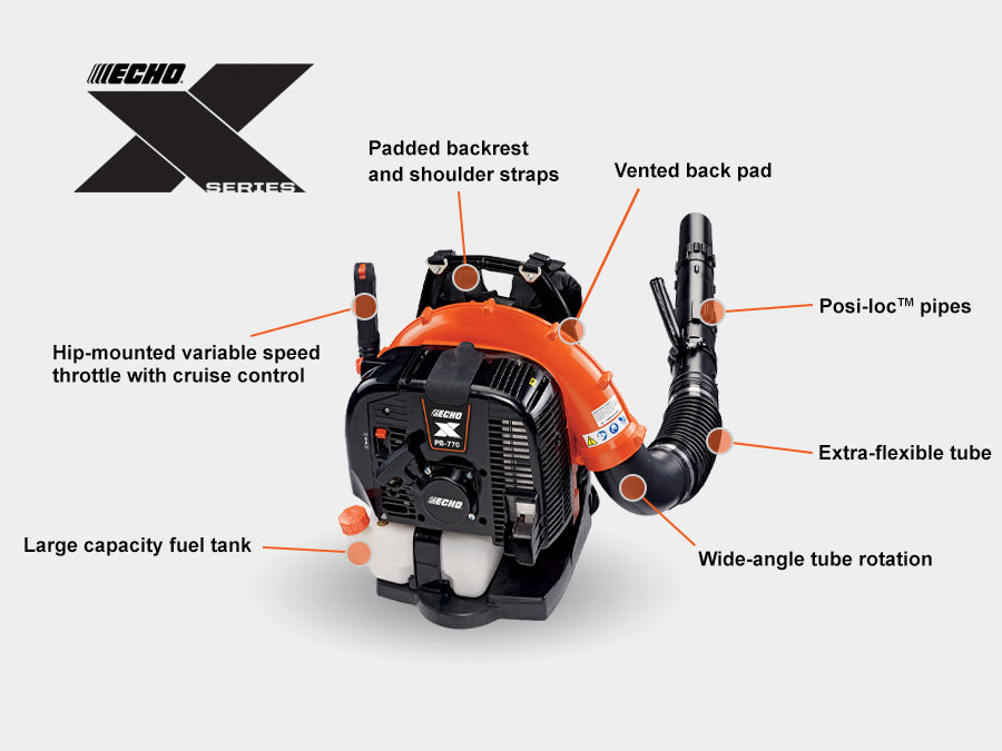 Echo 63.3 cc X Series 756 CFM Backpack Blower with Hip-Mounted Throttle PB-770H