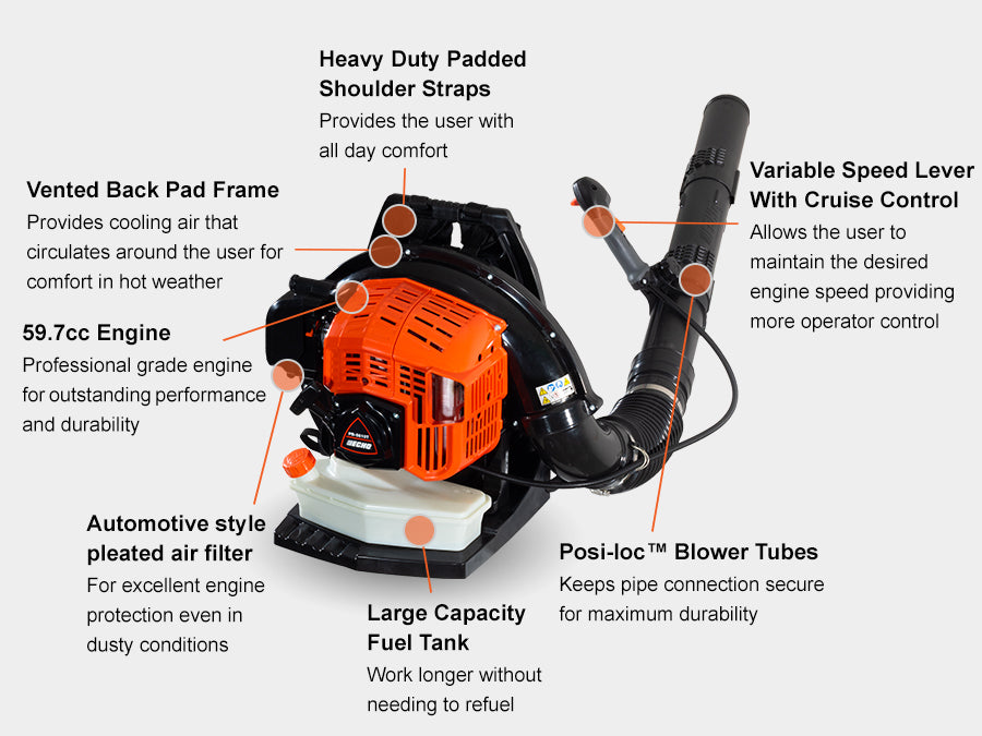 Echo 59.7 cc Backpack Blower with Tube-Mounted Throttle PB-5810T
