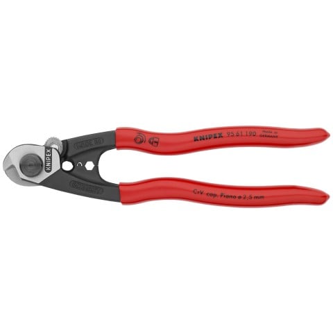 Knipex 1/24 Cisailles à câble métallique de 7 1/2 pouces 95 61 190 SBA
