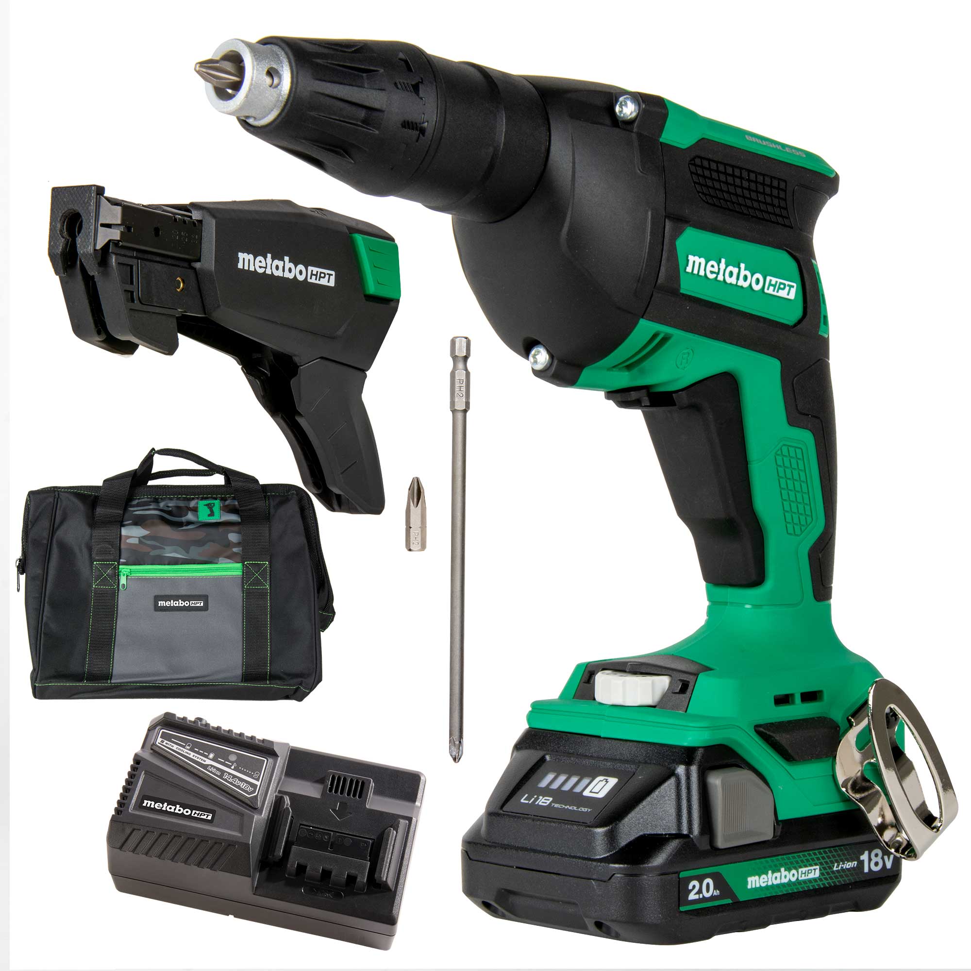 Metabo HPT Kit de visseuse à plaque de plâtre sans fil 18V MultiVolt™ avec magasin de vis à collier | Metabo HPT W18DAQB W18DAQB