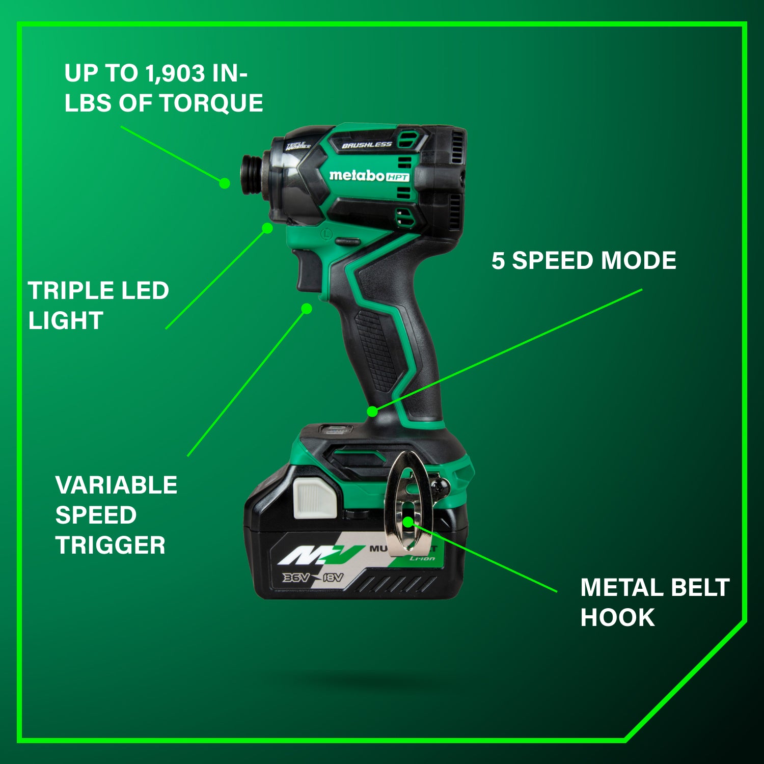 Metabo HPT Visseuse à chocs triple marteau BOLT sans fil MultiVolt™ 36 V | Metabo HPT WH36DC WH36DC